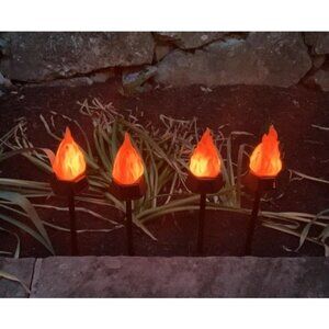 Solar Outdoor Torch Lights with Flickering Flame, 4 Pack Solar Lights